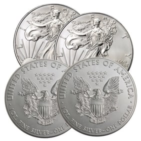 (4) Random Date/Grade Silver Eagles