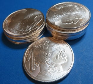 (10) 1 oz Silver Buffalo Design Rounds