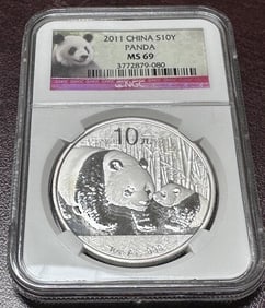 2011 MS 69 NGC - 10 Yuan Panda Silver Bullion