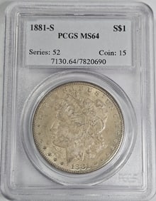 1881 s MS 64 PCGS Morgan Silver Dollar