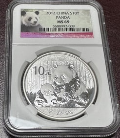 2012 MS 69 NGC - 10 Yuan Panda Silver Bullion