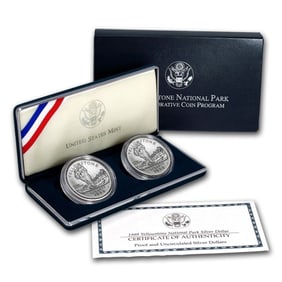 1999 Yellowstone Proof and BU Silver Set OMP