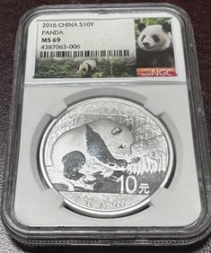 2016 MS 69 NGC- 10 Yuan Panda Silver Bullion