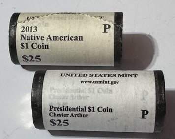 (2) $25 Rolls of Special Edition Dollars- Native-A
