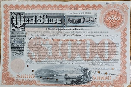 1945 West Shore Railroad Stock Certificate