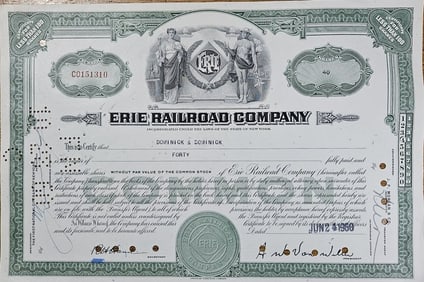 1960 Erie Railroad Stock Certifcate