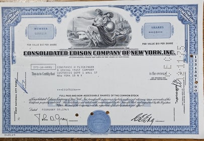 1965 Consolidated Edison Co. Stock Certificate