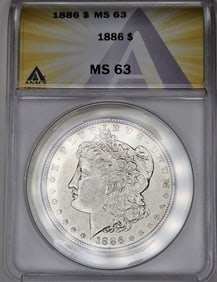 1886 MS 63 ANACS Morgan Silver Dollar