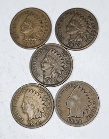 1907-1898-1892 (XF+)-1891-1892 Indian Heads