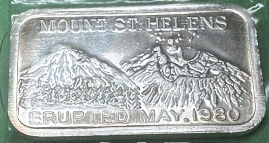 1 oz Silver 1980 Mt. St. Helens Silver Bar