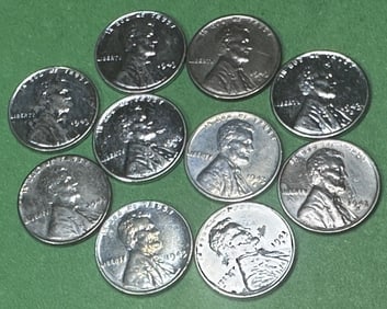 AU-BU Steel Cent Lot- 1943 PDS Mixed