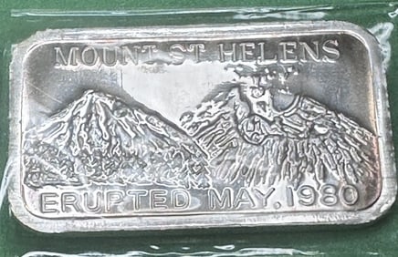 1 oz. Mt. St. Helens 1980 COllectible Silver Bar