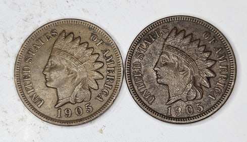(2) 1905 VF-XF Grade Indian Head Cents