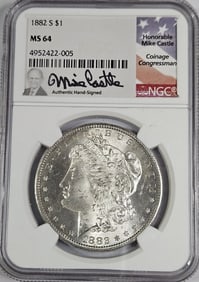 1882 S MS 64 NGC M. Castle - Morgan Silver Dollar