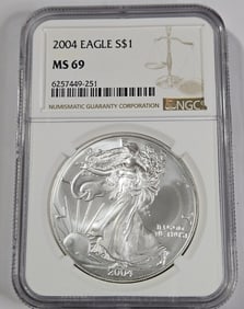 2004 MS 69 NGC US Silver Eagle