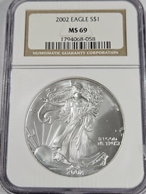 2002 MS 69 NGC US Silver Eagle