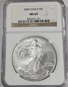 2003 MS 69 NGC US Silver Eagle