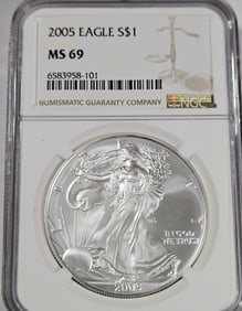 2005 MS 69 NGC US Silver Eagle
