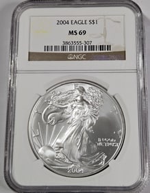 2004 MS 69 NGC US Silver Eagle