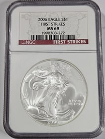 2006 1st Strikes -MS69 Silver Eagle NGC
