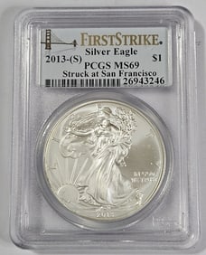 2013 S MS 69 PCGS US Silver Eagle