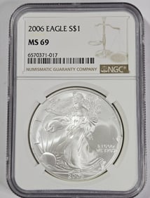 2006 MS 69 NGC US Silver Eagle