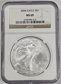 2004 MS 69 NGC US Silver Eagle