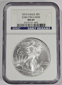 2010 ER- MS 69 NGC US Silver Eagles