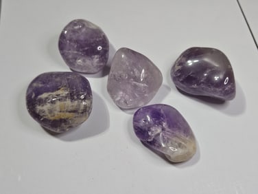 Lot of (5) Natural Tumbled Amethyst Stones