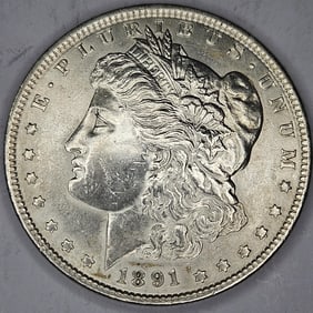 1891 P Better Date AU Grade Morgan Dollar