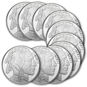 (10) 1 oz. Buffalo Design Silver Rounds