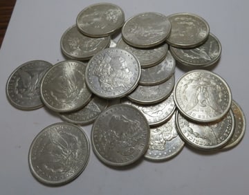 (20) Random Date Au Plus Morgan Silver Dollars