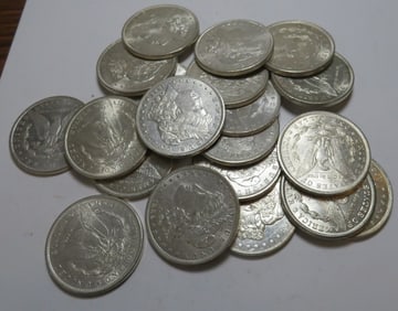 (20) Random Date Au Plus Morgan Silver Dollars