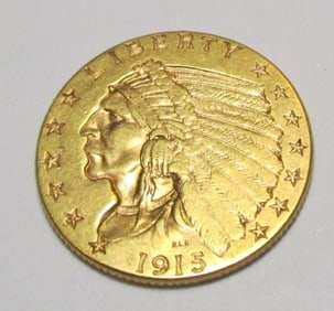 1915 $2.5 Gold Indian XF Plus Grade