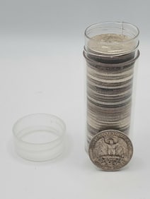 (40) 90% Silver Washington Quarters in Roll