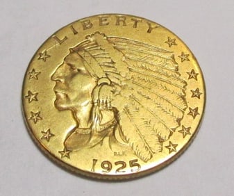1925 D $2.5 Gold Indian VF- XF Grade