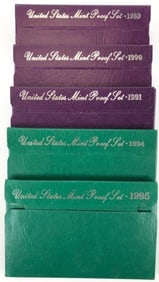 1989-90-91-94-95 US Mitn Proof Sets