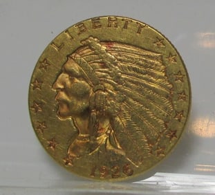 1926 $2.5 Gold Indian XF Plus Grade
