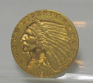 1911 $2.5 Gold Indian XF AU Grade