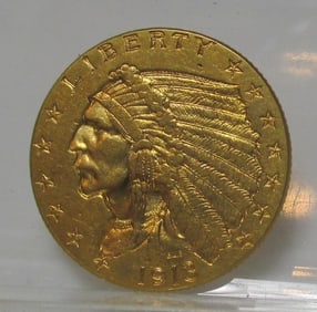 1913 $2.5 Gold Indian XF AU Grade