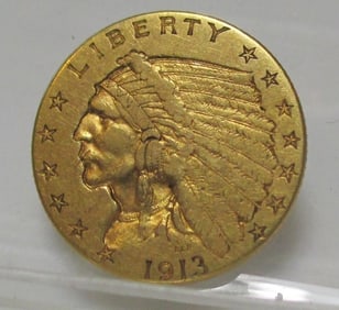 1913 $2.5 Gold Indian VF-XF Grade