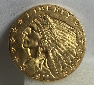 1911 $2.5 Gold Indian XF AU Grade