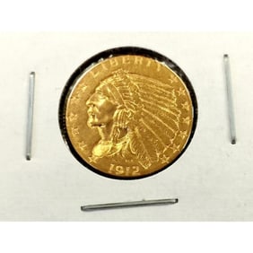 1912 $2.5 Gold Indian in 2x2 XF AU