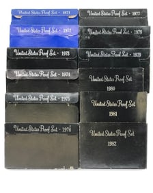 1971 thru 1982 US Mint Proof Sets