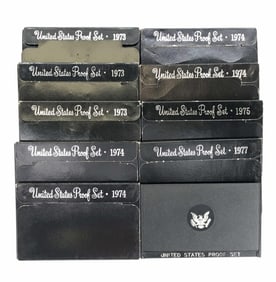 1973-73-73-74-74-74-74-75-77-78 Proof Sets