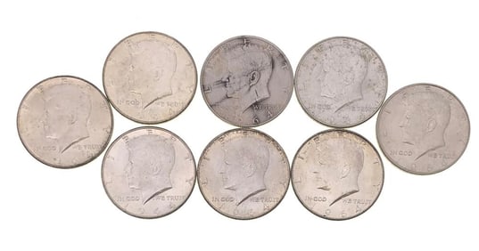 (8) 1964 Kennedy Half Dollars 90% Silver