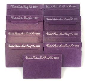 1987-87-88-90-92-92-92-93-93 US Mint Proof Sets
