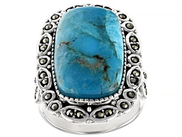 Sterling Silver Turquoise Ring w/ Marcasite