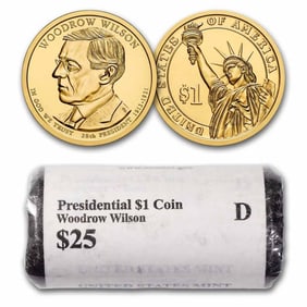 $25 Roll of Presidential Dollars-Woodrow Wilson