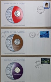 (3) Coins of All Nations w/Stamps